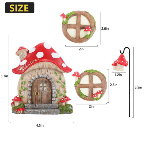 Jauay fairy windows with mushroom glow brighten a garden at night.