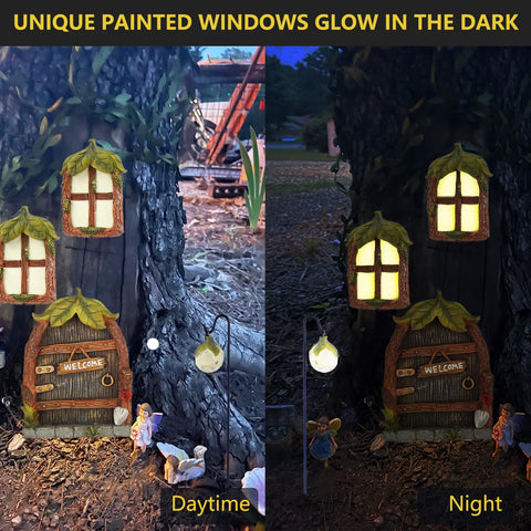 Jauay miniature garden figurines with doors create fairy tale scenes