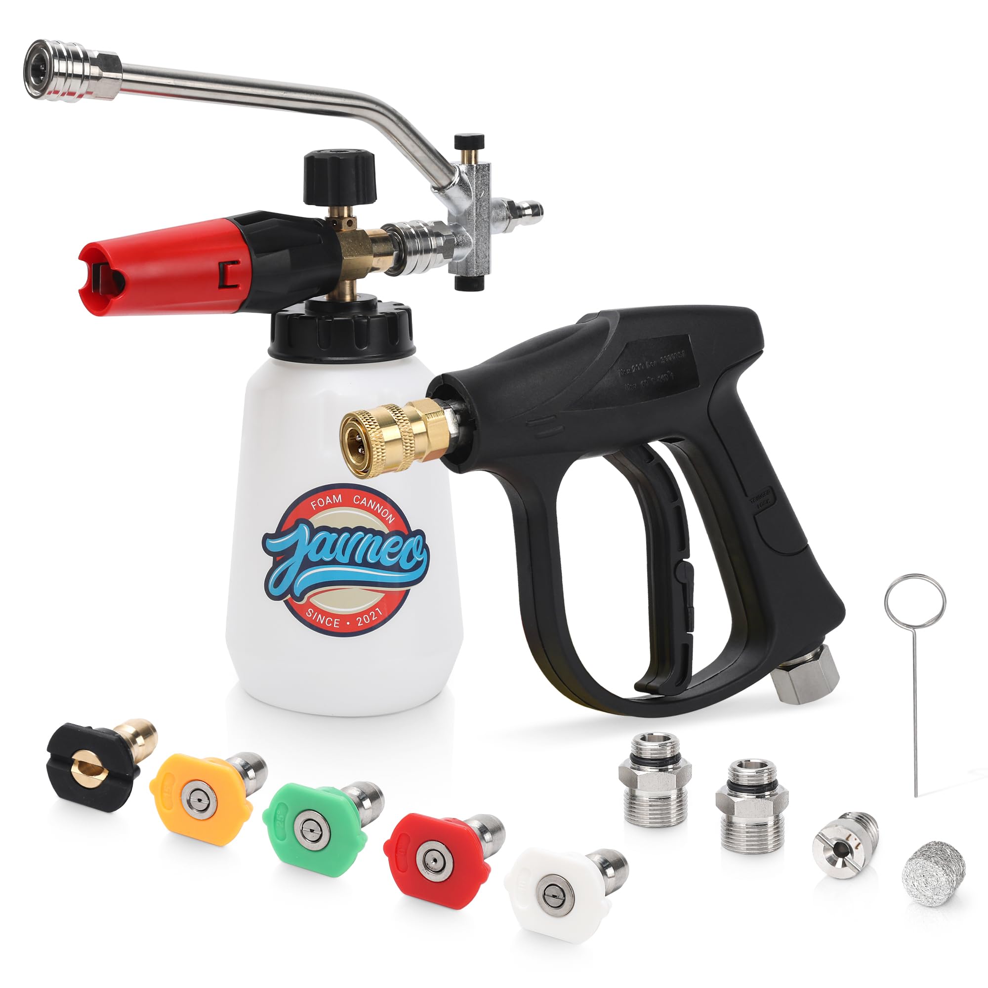 Javneo foam cannon kit with dual connector for quick foam and rinse switching