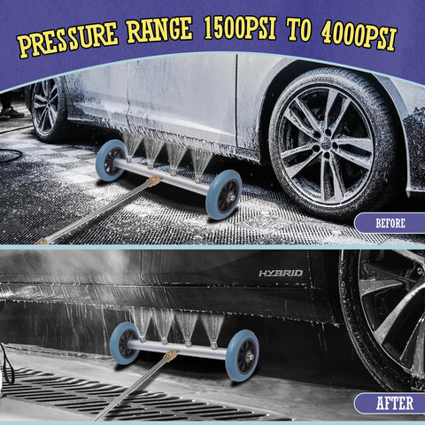 Javneo low-profile design fits under vehicles for thorough cleaning.