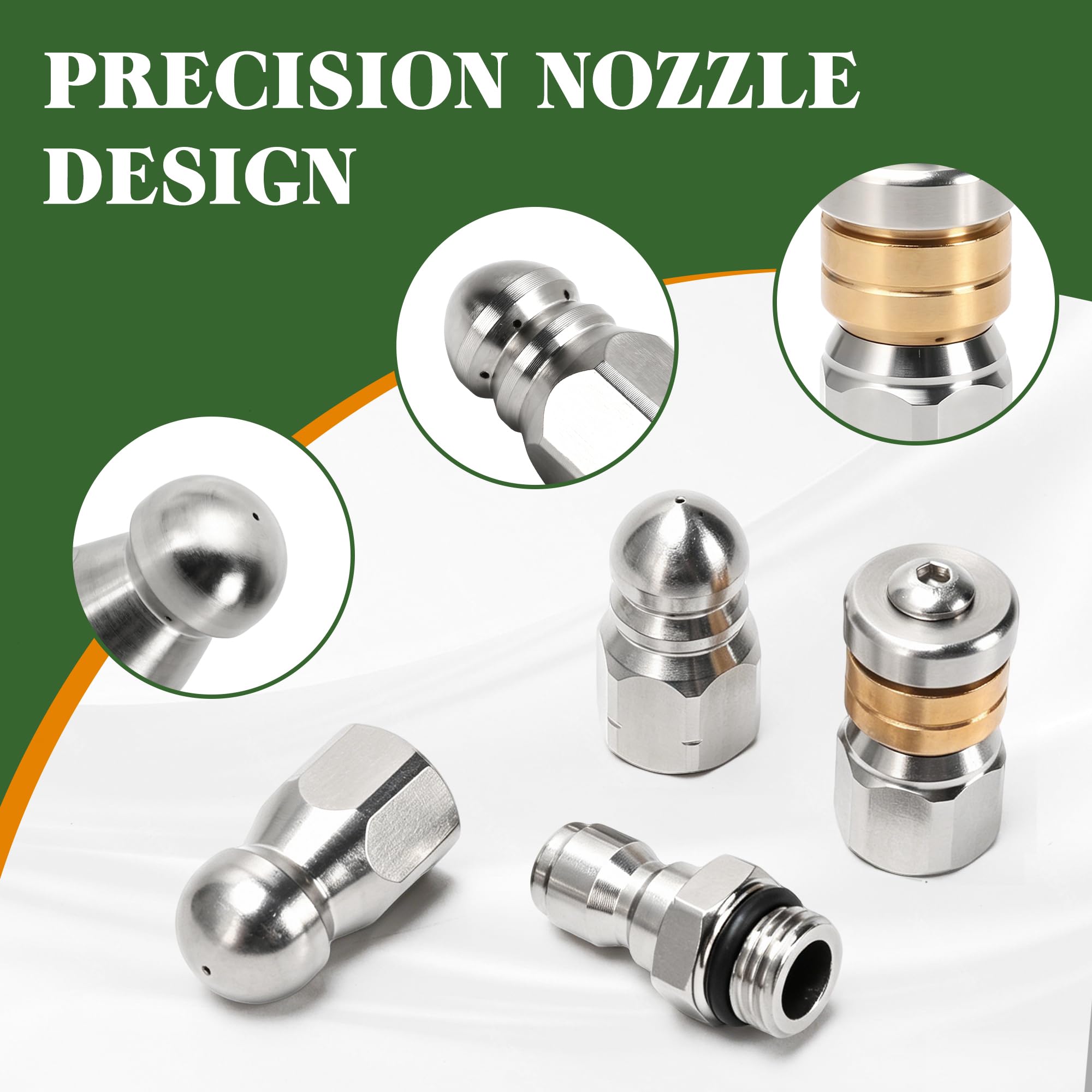 Javneo fixed rear nozzle pushes debris through long or curved pipes