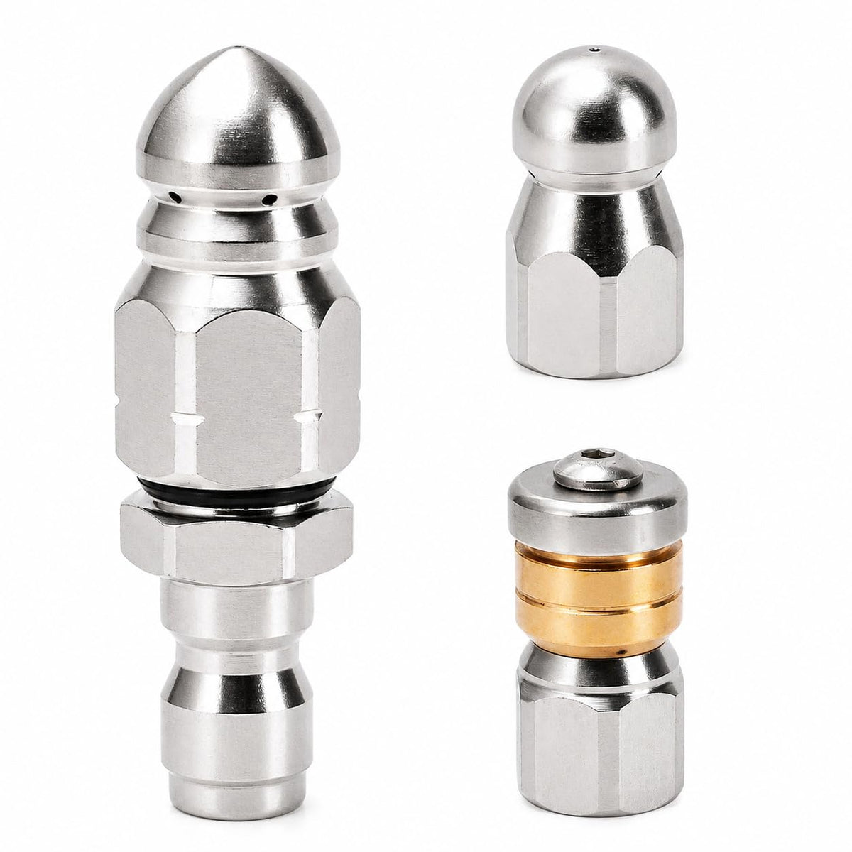 Javneo sewer jetter rotating nozzle for 360-degree pipe cleaning