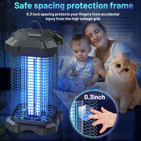 Jawlark Bug Zapper hanging loop enables easy ceiling or hook placement.