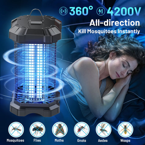 Jawlark Bug Zapper indoor with UV light, clears mosquitoes in kitchen and living areas.
