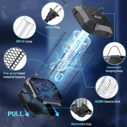 Jawlark Bug Zapper IP44 waterproof shell protects against rain for year-round use.