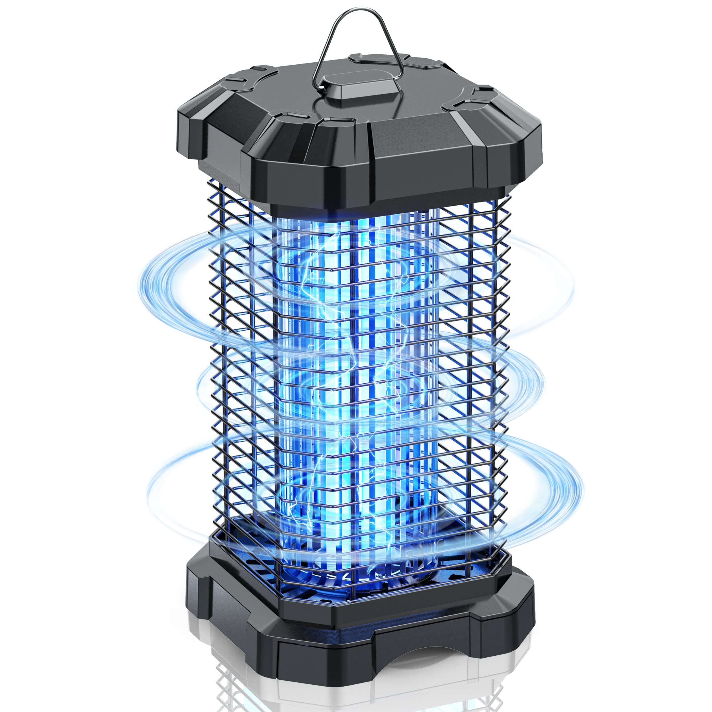Jawlark Bug Zapper outdoor patio in use, attracting insects with UV light and killing them safely.