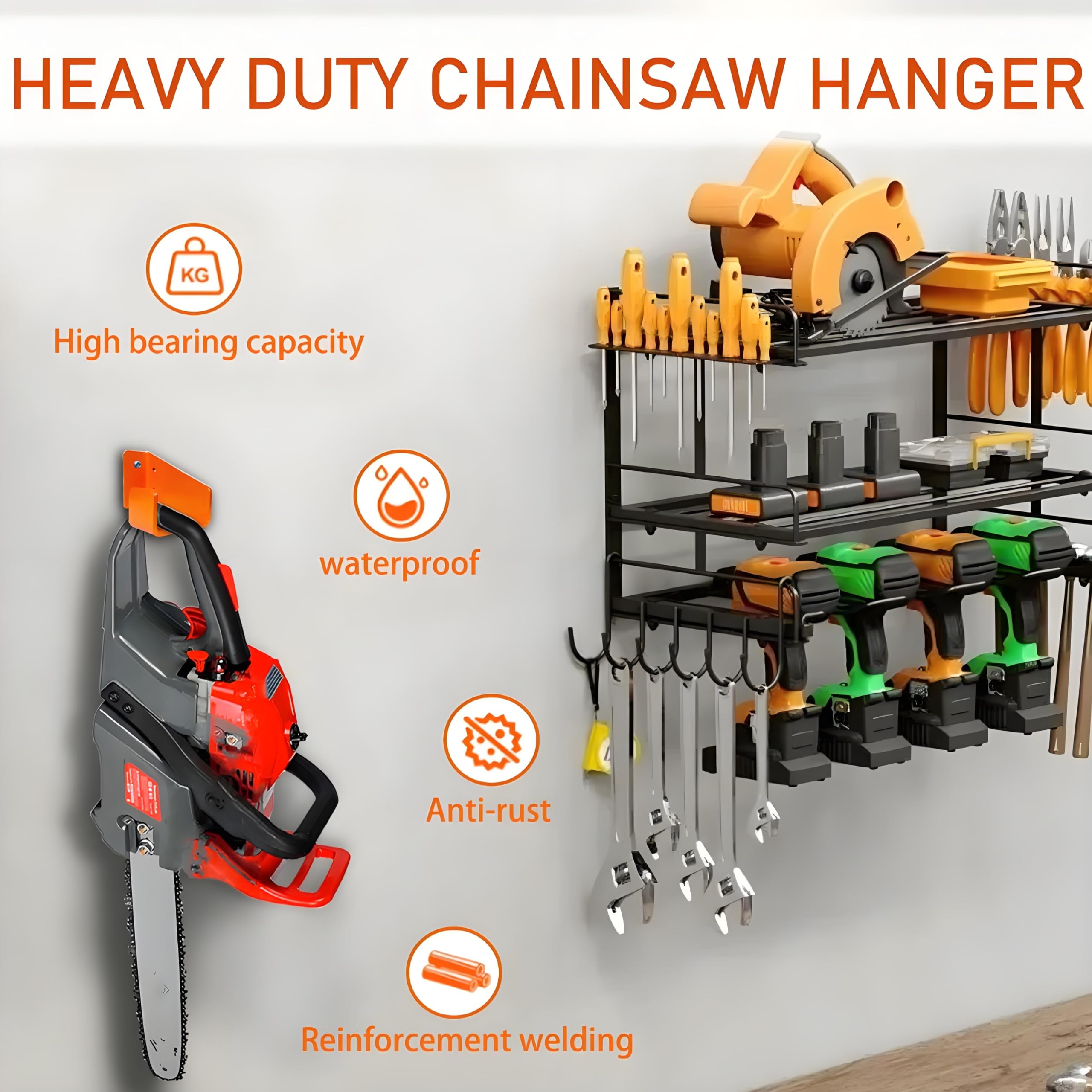 Jawulija orange powder-coated mount protects saw from scratches.