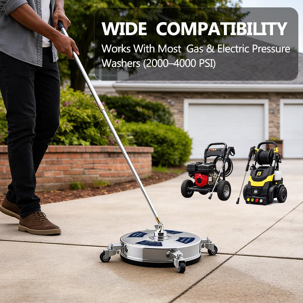 JaxonBilt wheels and extension wands ease patio cleaning.