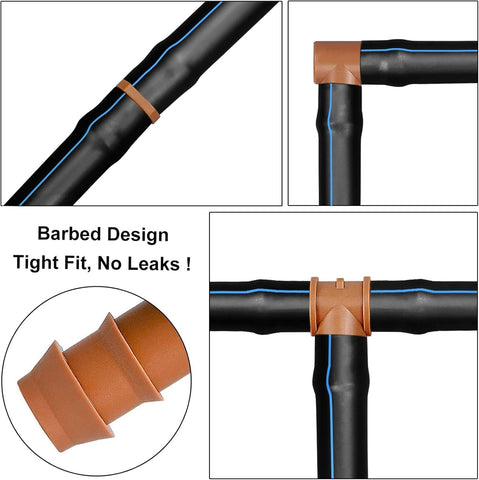 JAYEE durable plastic barbed tee connector for long-lasting irrigation setups.