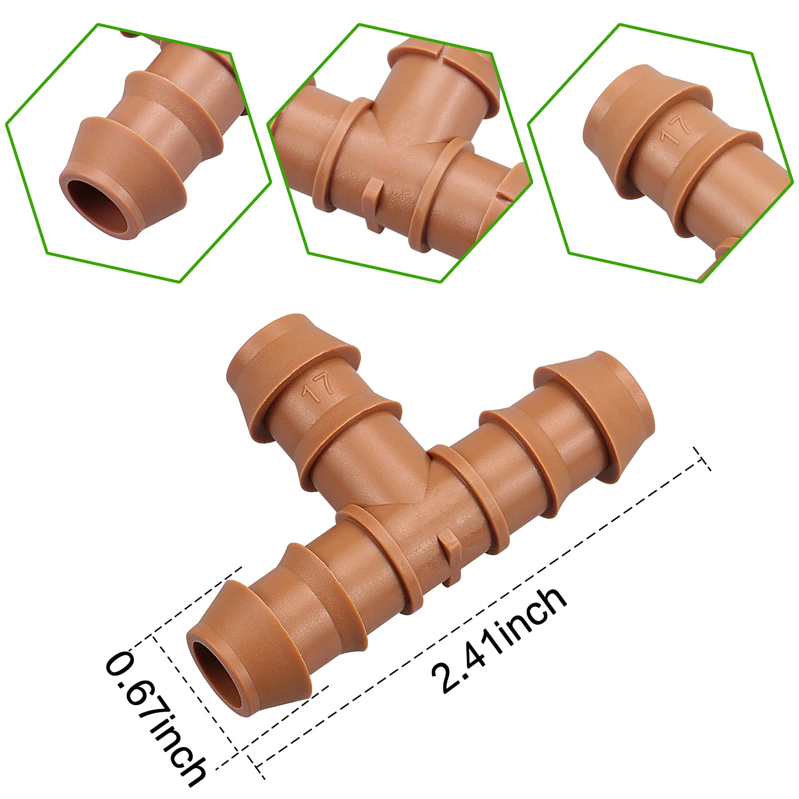 JAYEE half-inch tubing compatibility barbed tee enables seamless drip line branching.