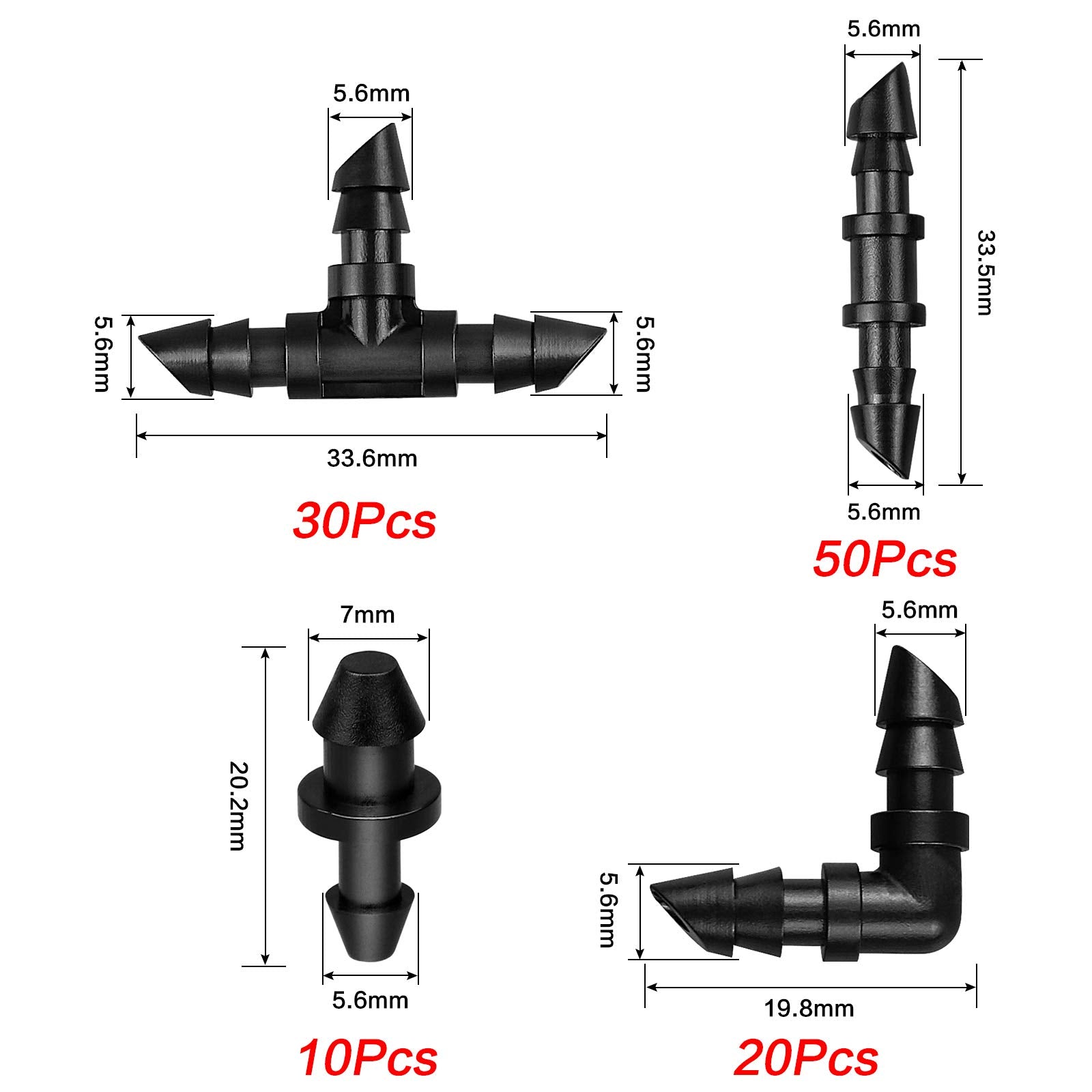 JAYEE kit offers 20 elbows for flexible tubing routing around plants.