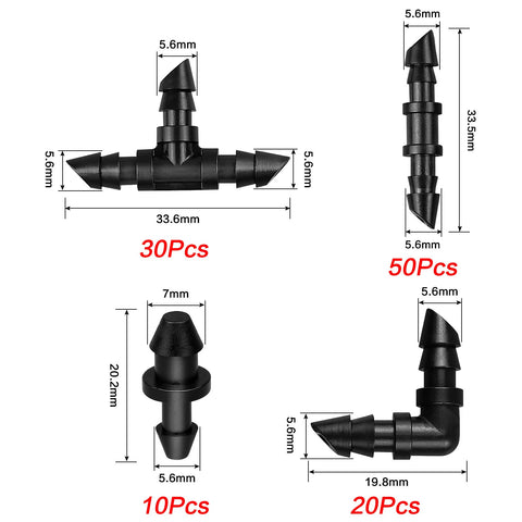 JAYEE kit offers 20 elbows for flexible tubing routing around plants.