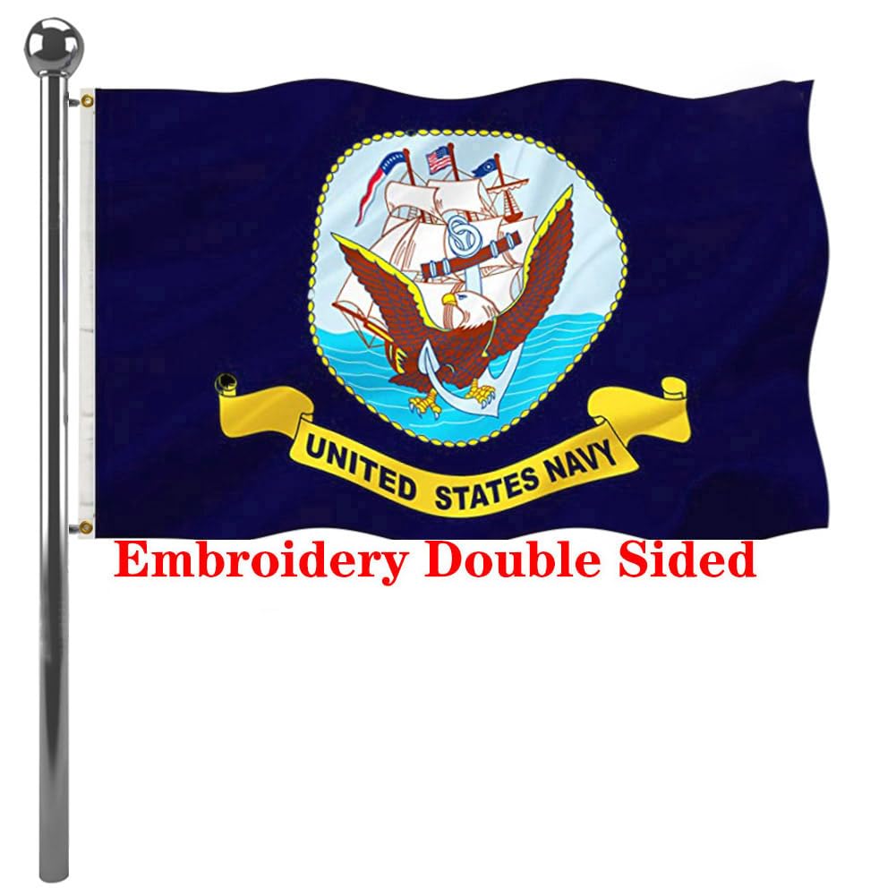 Jayus embroidered US Navy flag front view with vivid colors and clean stitching.