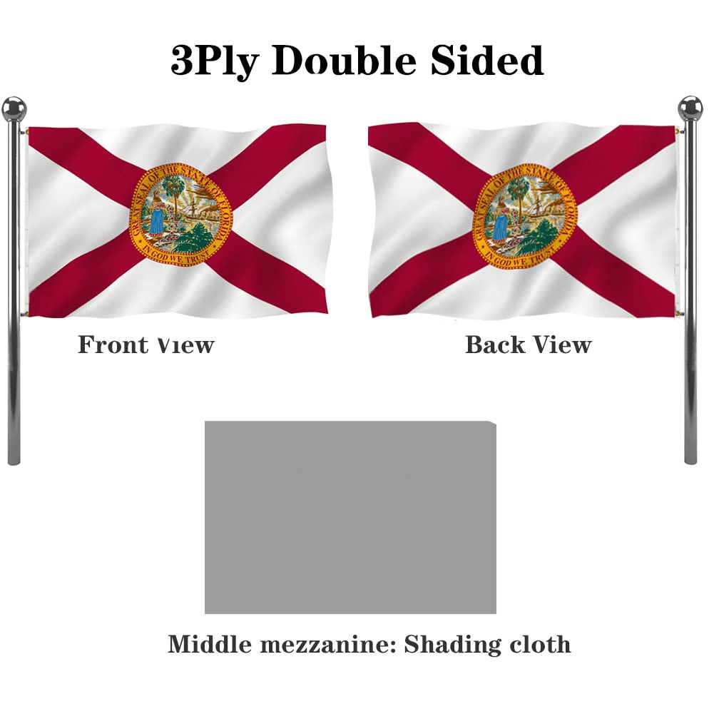 Jayus Florida flag 3-ply construction resists wear with vivid colors.