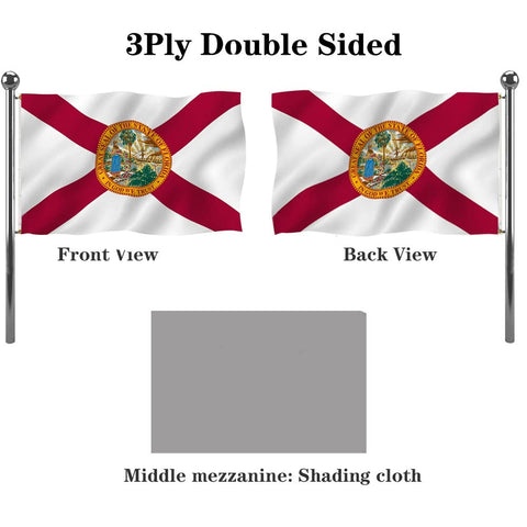 Jayus Florida flag 3-ply construction resists wear with vivid colors.
