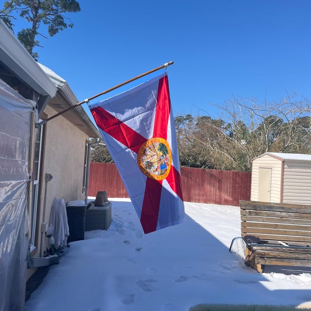 Jayus colorful Florida flag enhances any home or office décor.