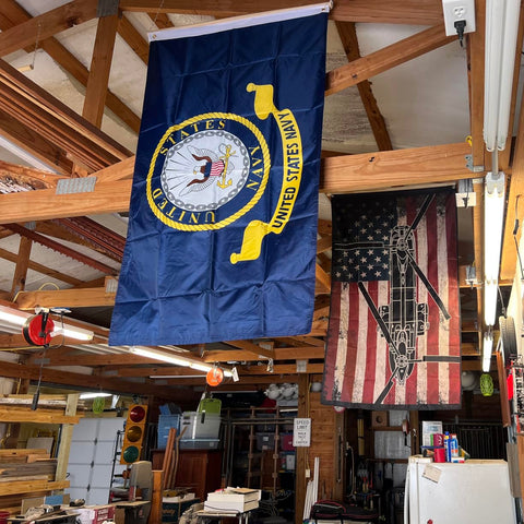Jayus indoor flag display for patriotic decor with bold colors.