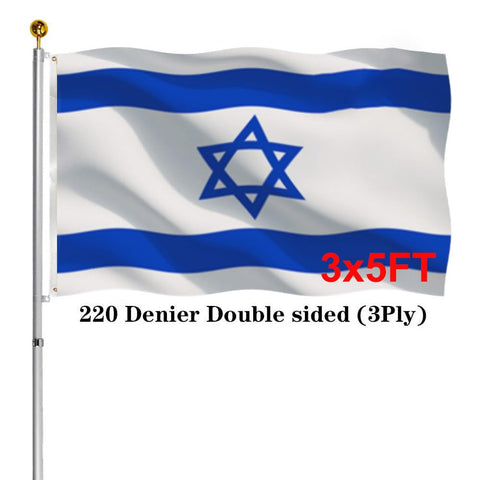 Jayus Israel flag 3x5 outdoor front view with double-sided vivid colors.