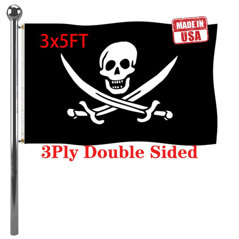 Jayus Jolly Roger flag exterior 3x5 with double-sided vivid colors for outdoor display