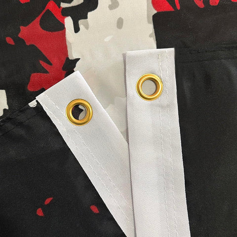 Jayus packaged flag folded image; compact packaging with wrinkle-ready after ironing tips.