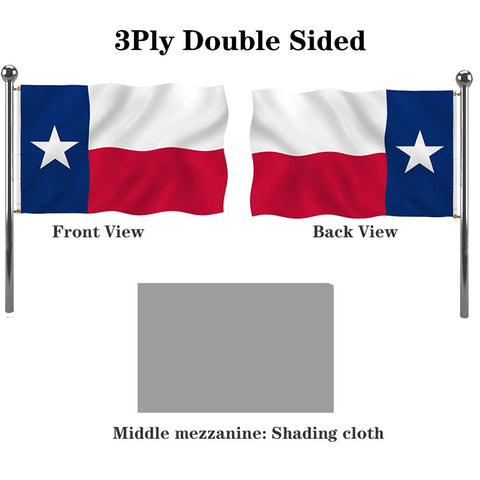 Jayus Texas flag 3ply oxford cloth closeup shows durable construction for harsh weather