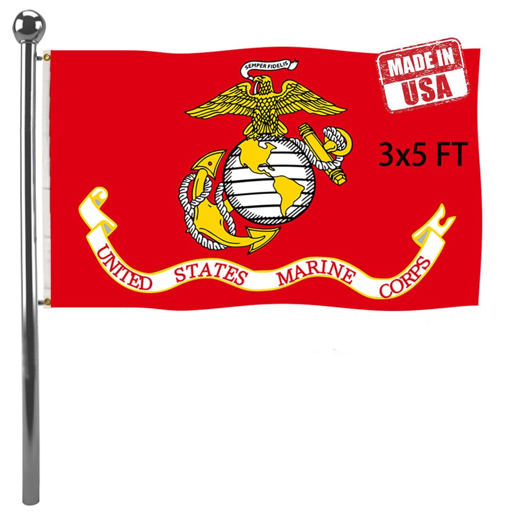 Jayus USMC flag 3x5 outdoor displays vivid colors in all weather.