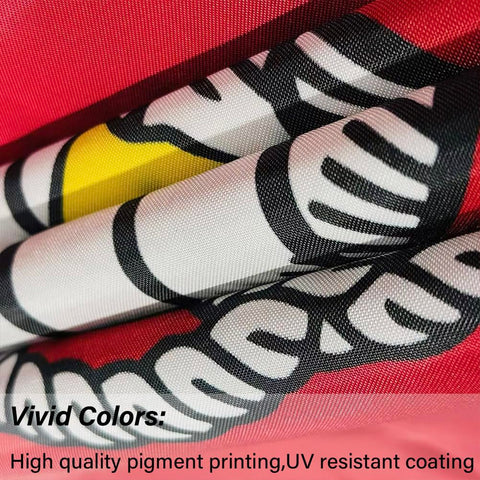 Jayus USMC flag strong seams and crimped corners for tear resistance.