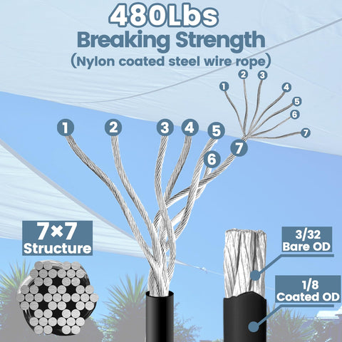 Jayzod nylon-coated wire rope 10ft provides flexible outdoor support