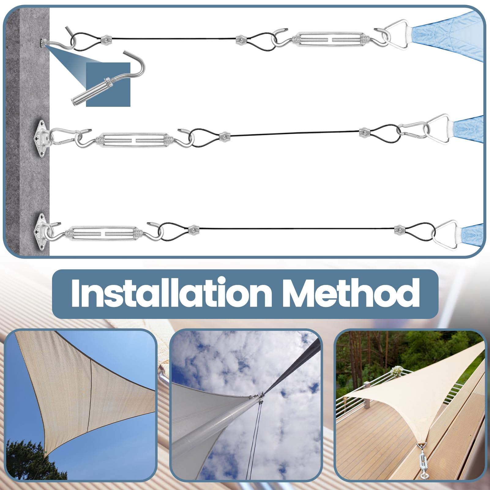 Jayzod sunshade snap hooks allow quick connections
