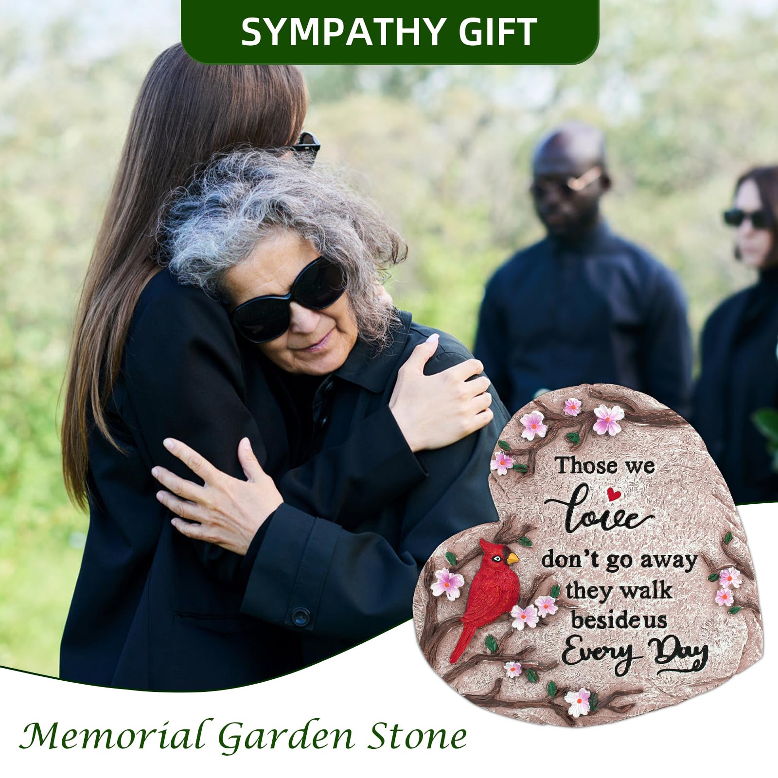 Jazcimdo memorial stone in a sunlit garden for a comforting presence