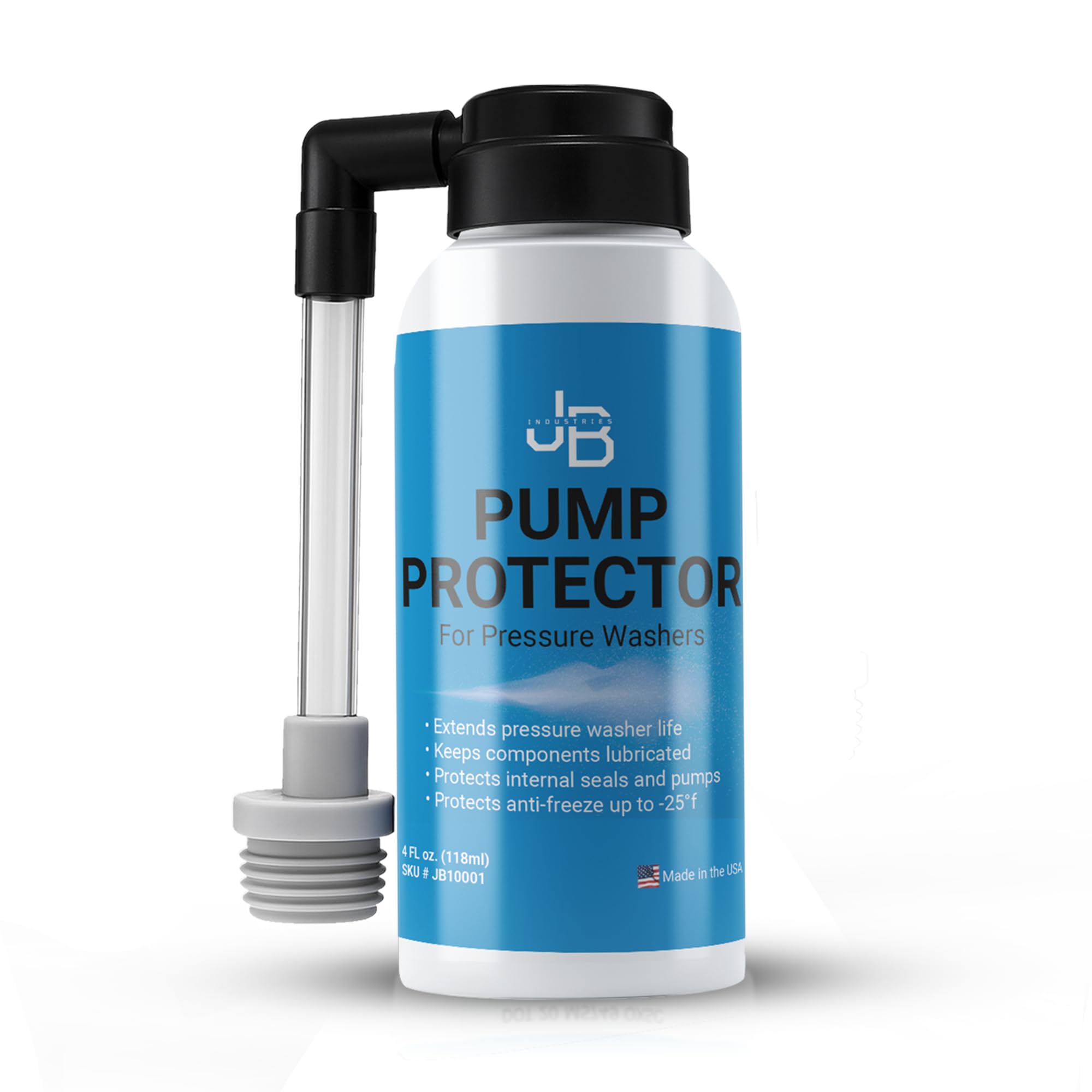 JB Industries Pump Saver bottle front view with clear label and compact size
