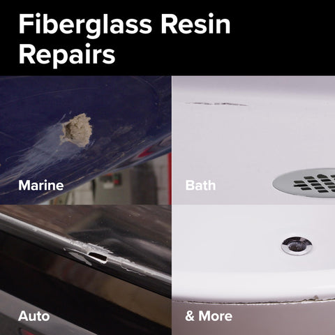 J-B Weld Fiberglass Resin mixing process shown for easy prep.