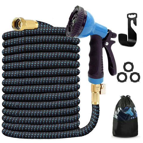 J&B XpandaHose 75ft expanded for full garden reach and flexibility