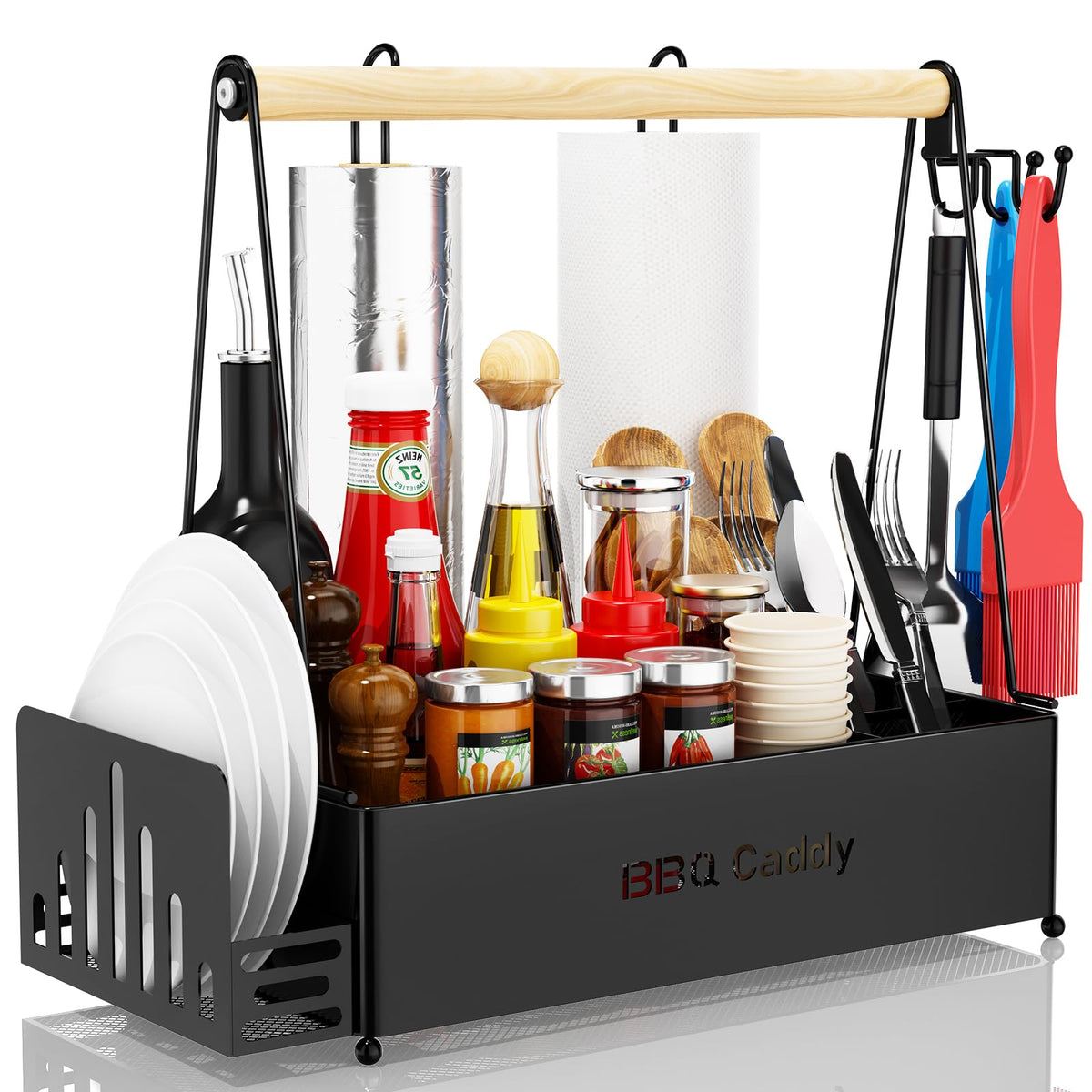 JBBTOOL Grill Caddy in heavy-duty steel for rugged outdoor use