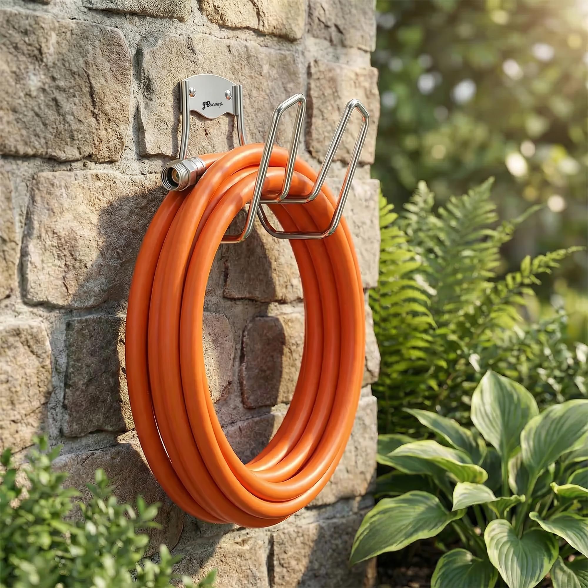 JBscoop hose rack stainless steel keeps hoses and cords neatly organized