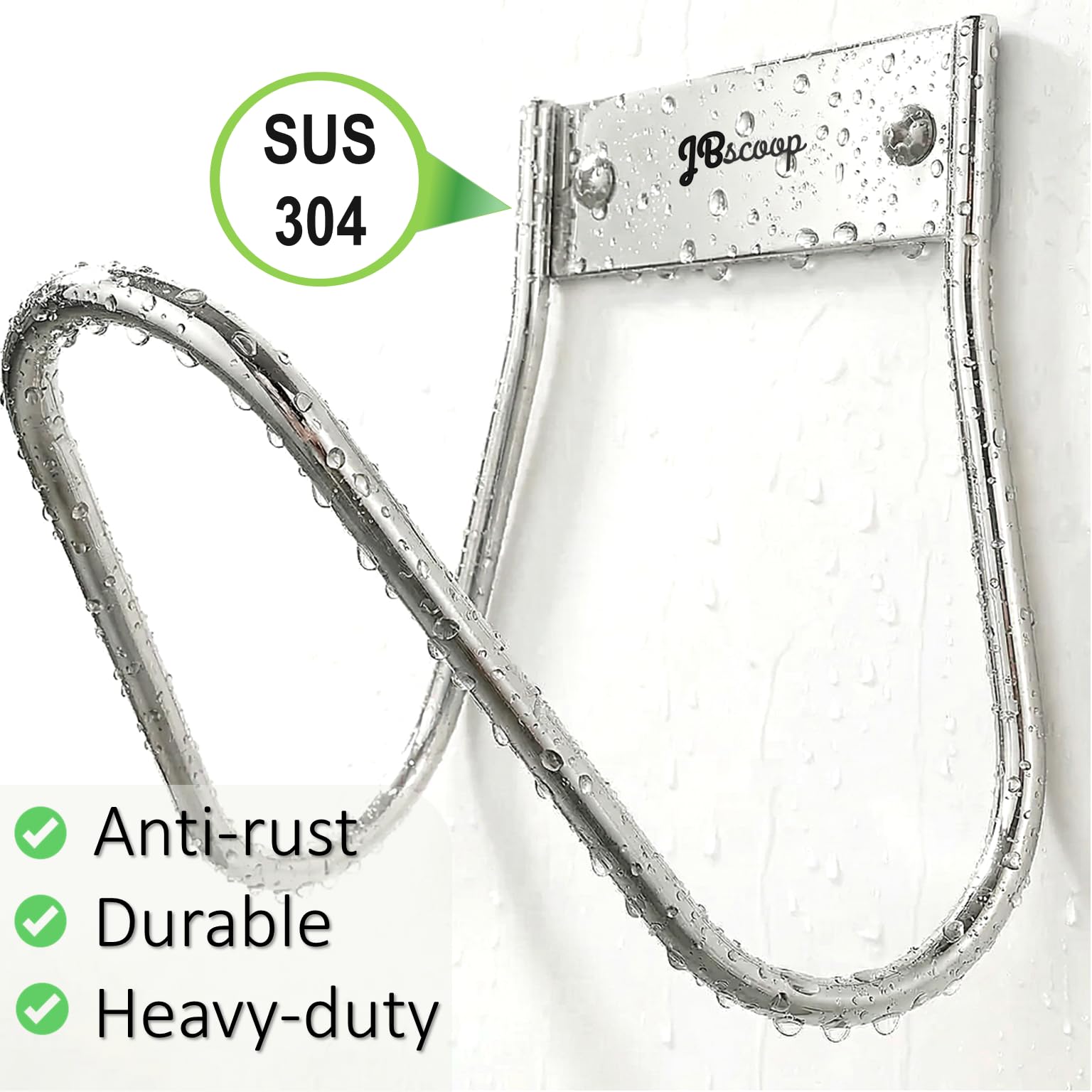 JBscoop rust-proof hose holder protects hoses from weather damage.