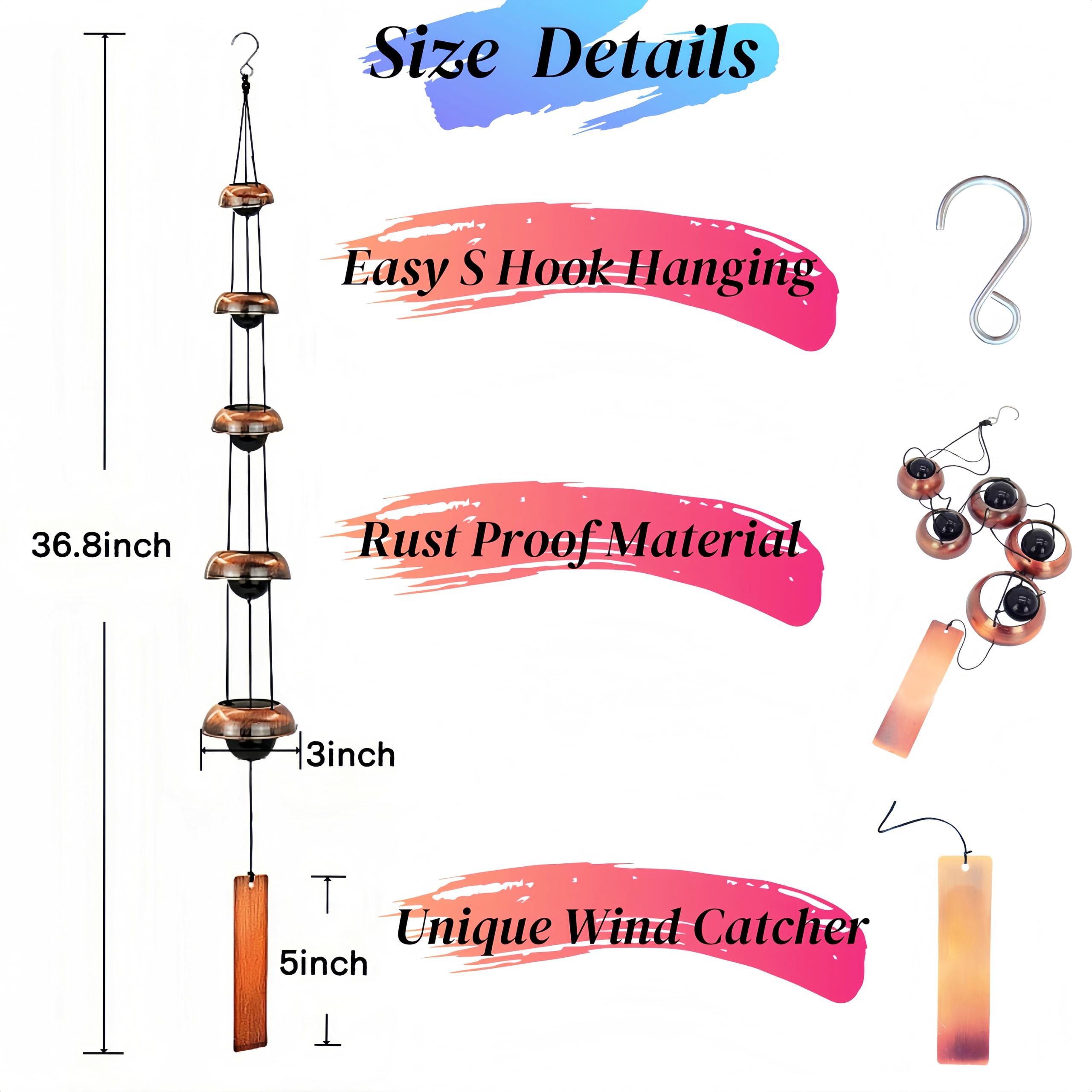 JBSYYXGS handcrafted copper wind chimes gift idea for occasions