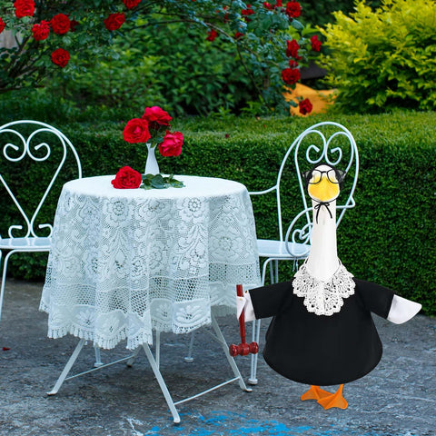 23-inch meadow goose wearing the JcHrmers costume ready for porch