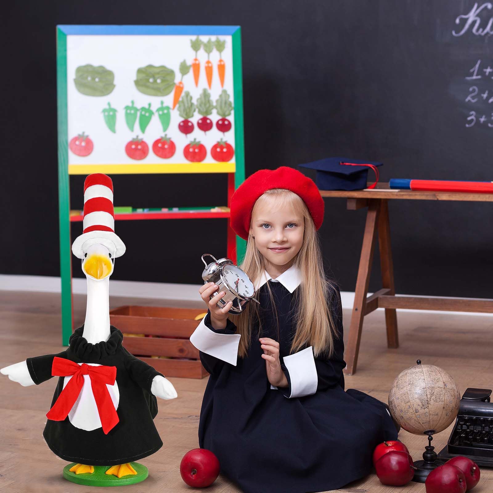 JcHrmers World Book Day display on goose outfit enhances classroom storytelling