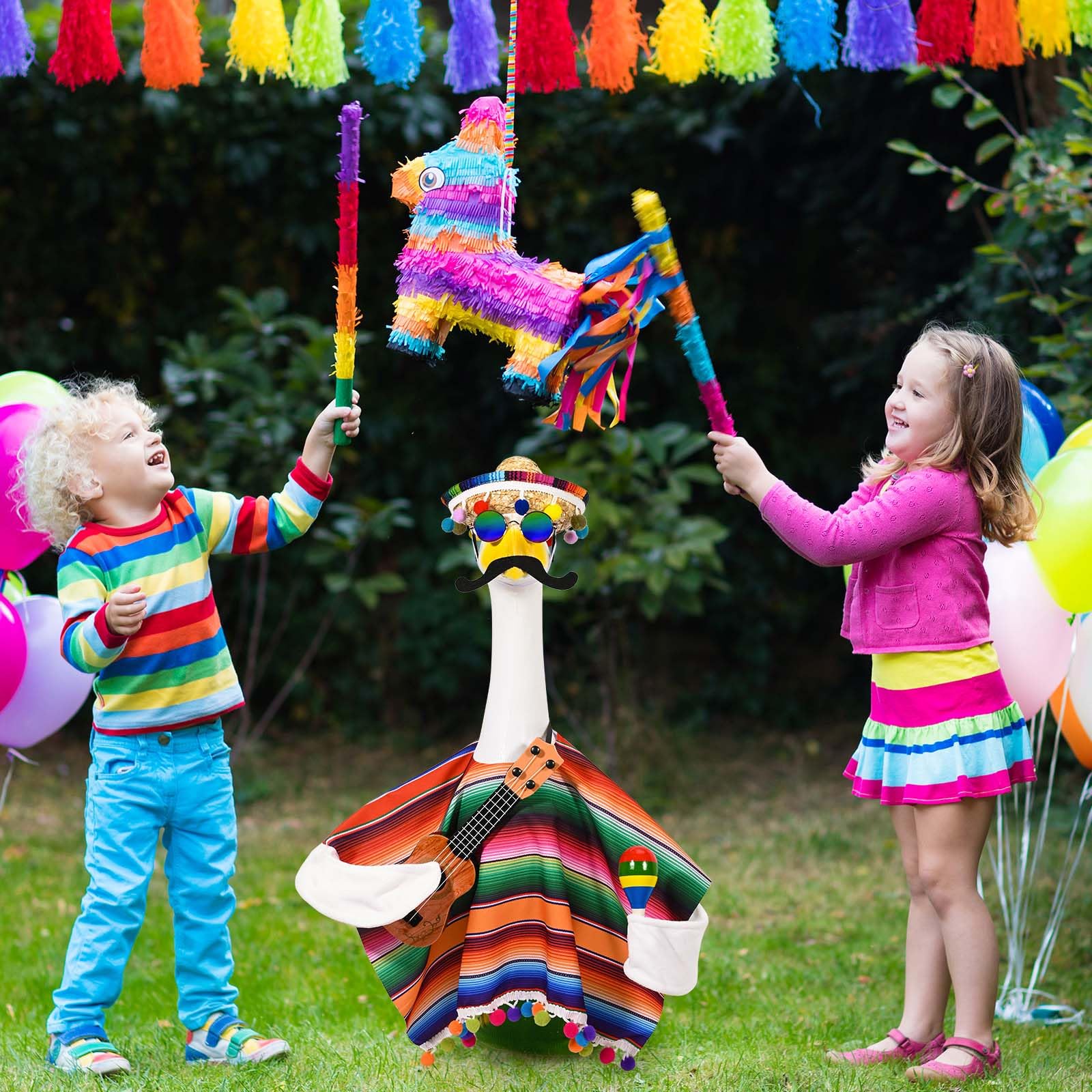 JcHrmers mini guitar and maracas add playful patio moments.