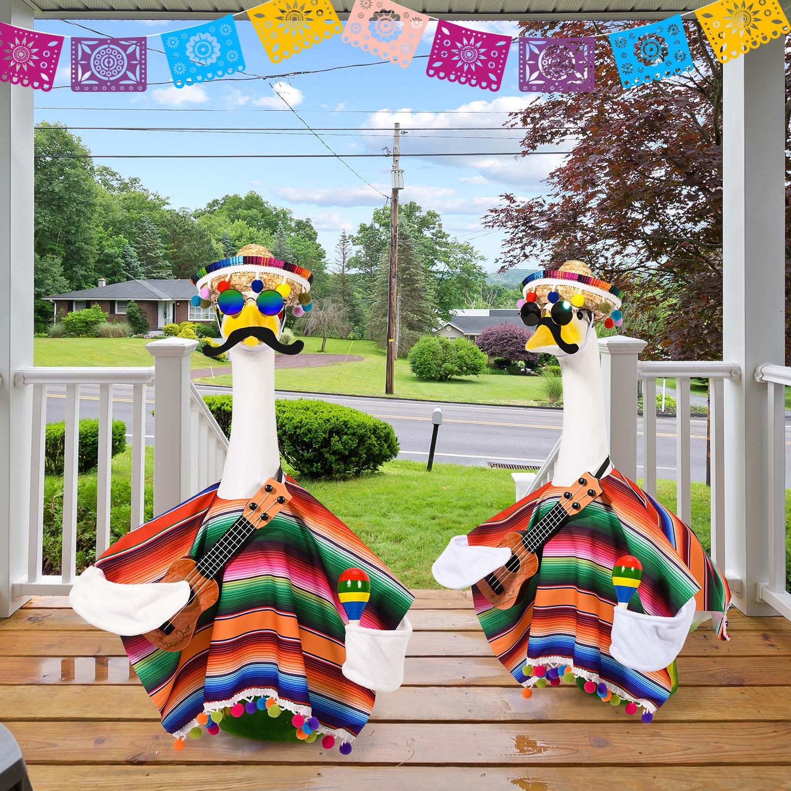JcHrmers weather-resistant outfit withstands sun and rain for outdoor display.