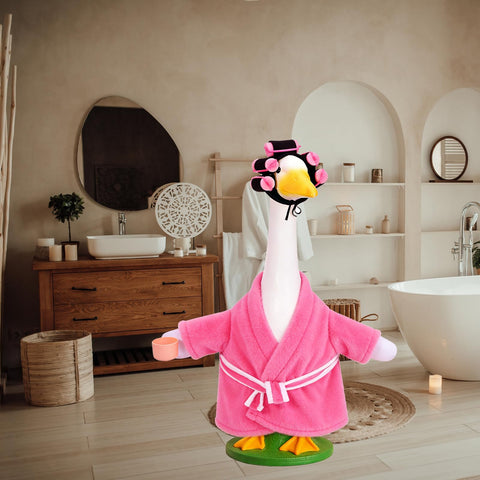 JcHrmers easy-to-change outfit for seasonal porch geese.