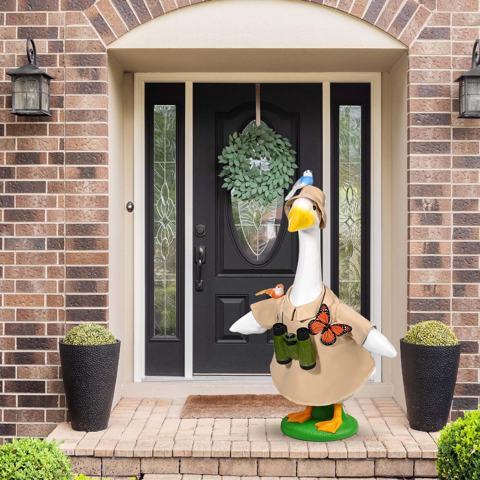 JcHrmers foam goose figurine keeps weight light outdoors.
