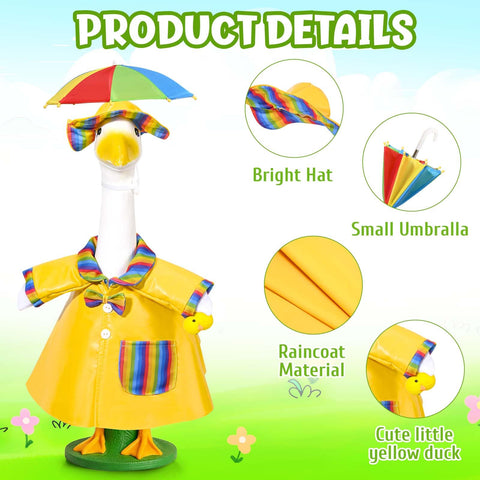 JcHrmers GANSHAYA umbrella attachment keeps rain gear secured for outdoor display.