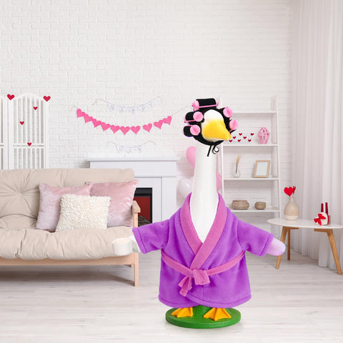 JcHrmers goose statue dress-up accessory makes cement or plastic statues look stylish.