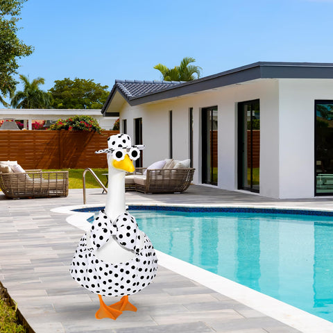 JcHrmers Hawaiian Goose Outfit shown on a goose for festive yard decor impact
