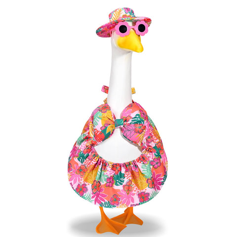 JcHrmers Hawaiian porch goose outfit hat enhances garden decor