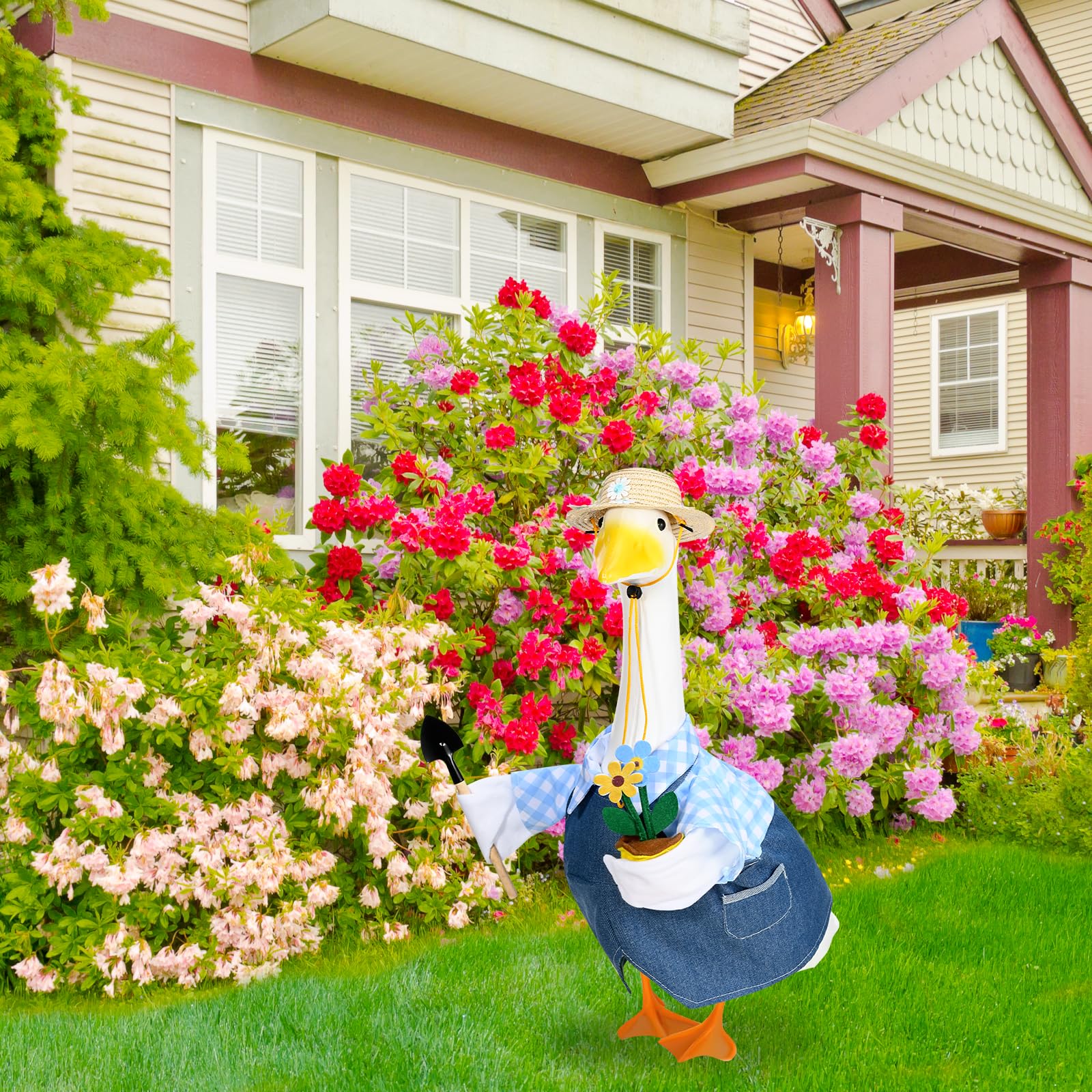 Indoor or outdoor use of JcHrmers goose outfit for versatile decor
