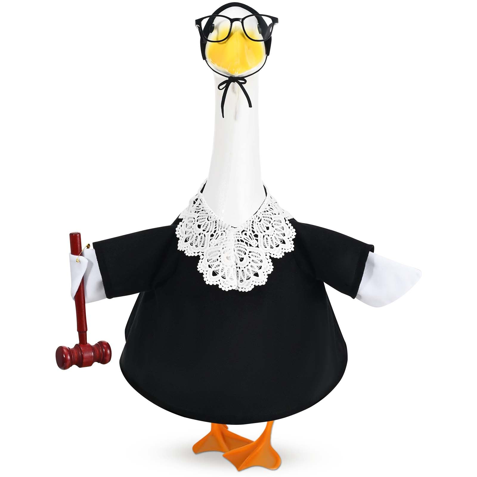 JcHrmers Justice Goose Outfit with hammer on display for yard decor