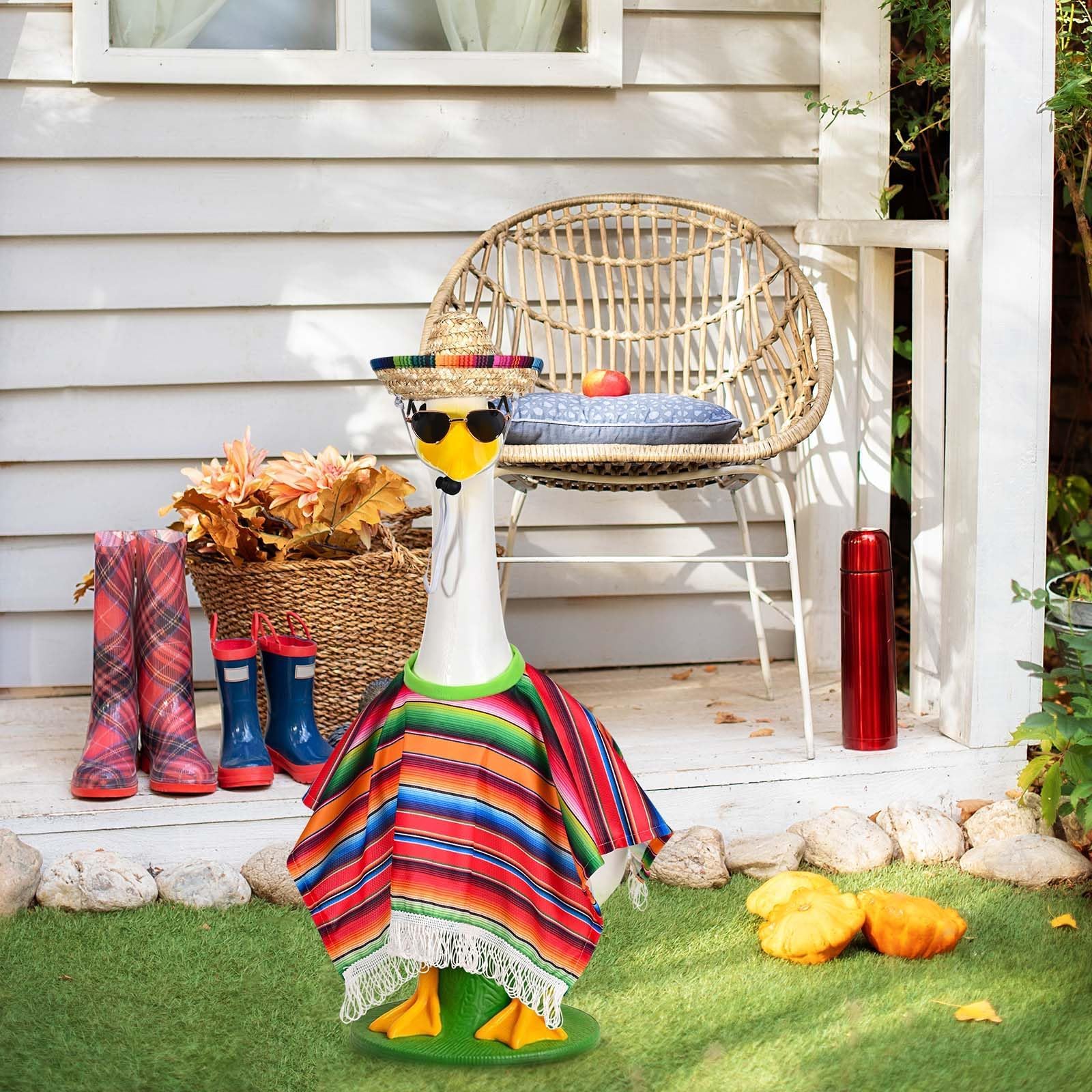 JcHrmers Mexican-theme goose outfit creates festive patio ambiance